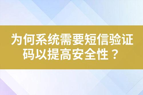 為何系統(tǒng)需要短信驗證碼以提高安全性？