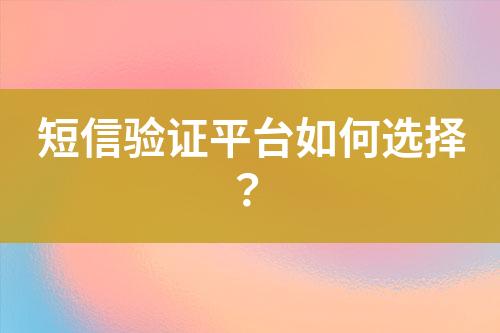 短信驗(yàn)證平臺(tái)如何選擇？
